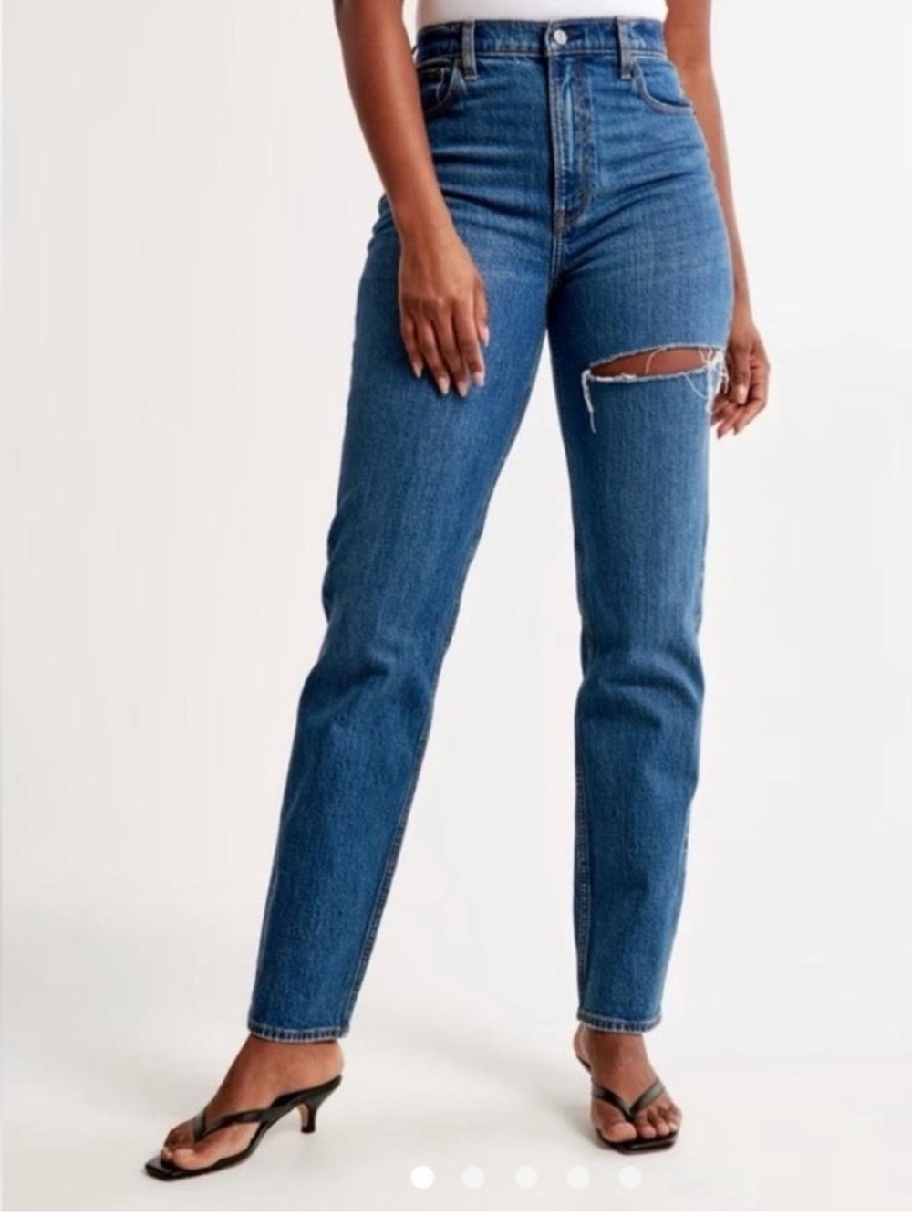 Abercrombie & Fitch High-Rise Distressed Medium Blue Jeans 25 S Curve Love